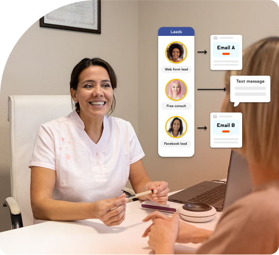 A woman having a medspa consultation
