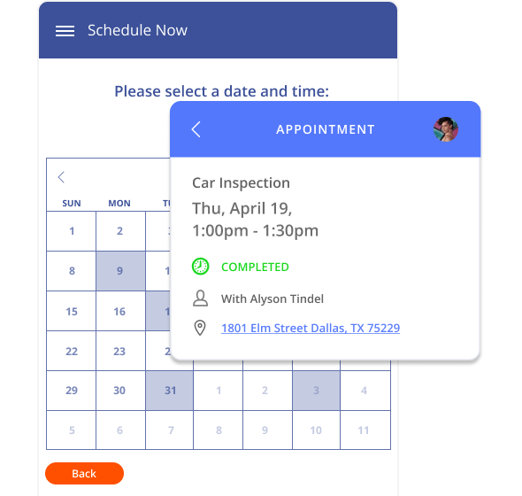 Organizing auto services appointments in Thryv