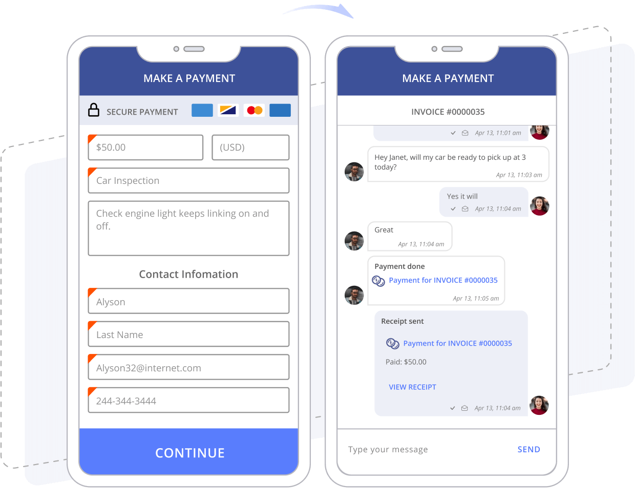 Invoicing auto service clients in Thryv