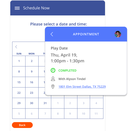 Organizing childcare services appointments in Thryv