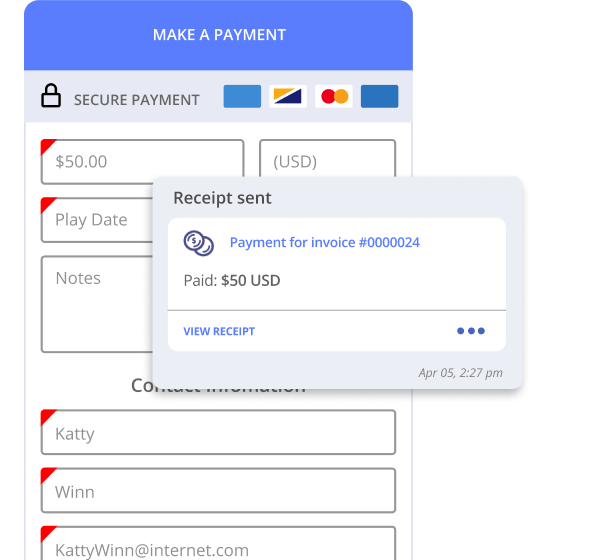 Processing a payment from a childcare services client