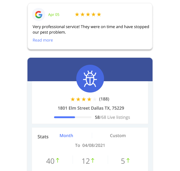 Managing reviews for pest control services with Thryv