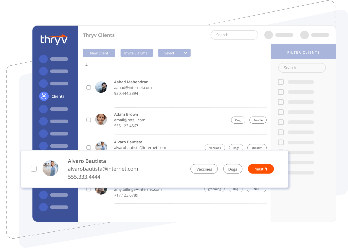 Searching for clients using custom veterinarian tags in Thryv